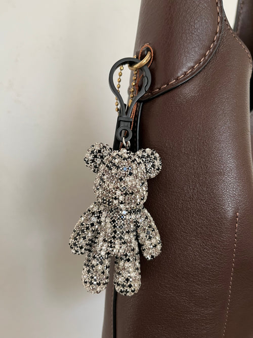 Black/ Silver Crystals Cute Bear Charm