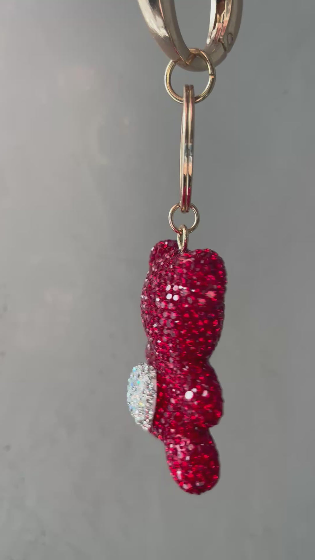 Red Crystals Cute Bear Charm